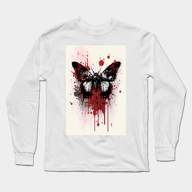 Moth Ink Painting Long Sleeve T-Shirt by TortillaChief